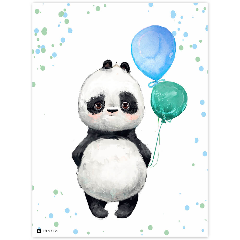 Afbeelding - Panda met ballonnen in de kinderkamer