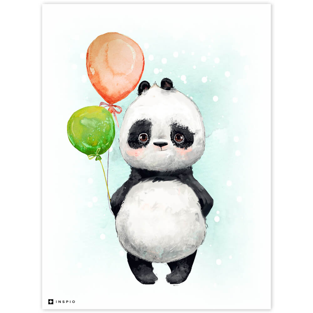 Afbeelding van een Panda-muur met kleurrijke ballonnen