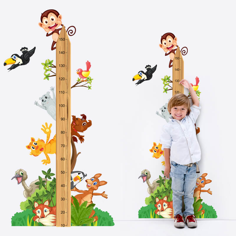 INSPIO Sticker - ZOO dieren groeimeter (150cm)