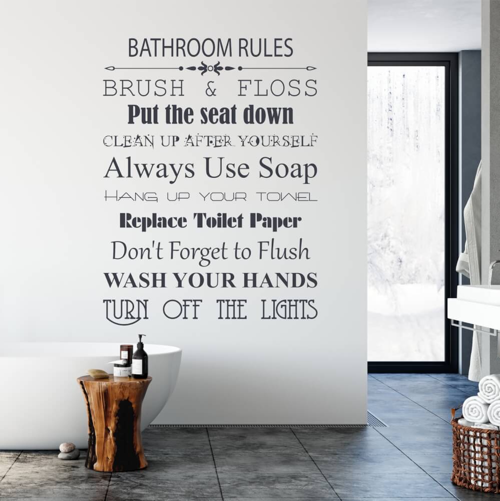 Muursticker - Bathroom Rules