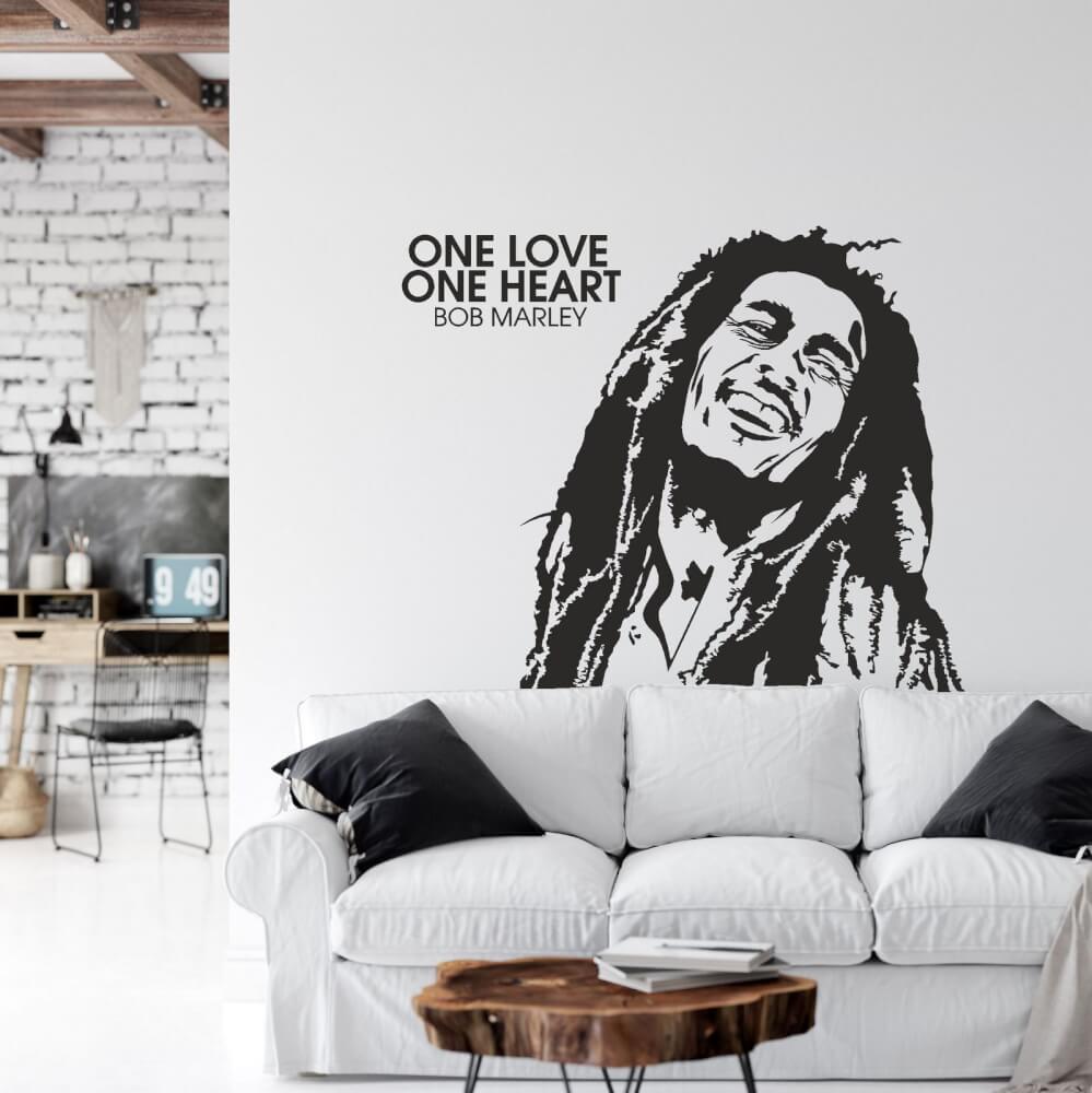 Muursticker - One love one heart Bob Marley