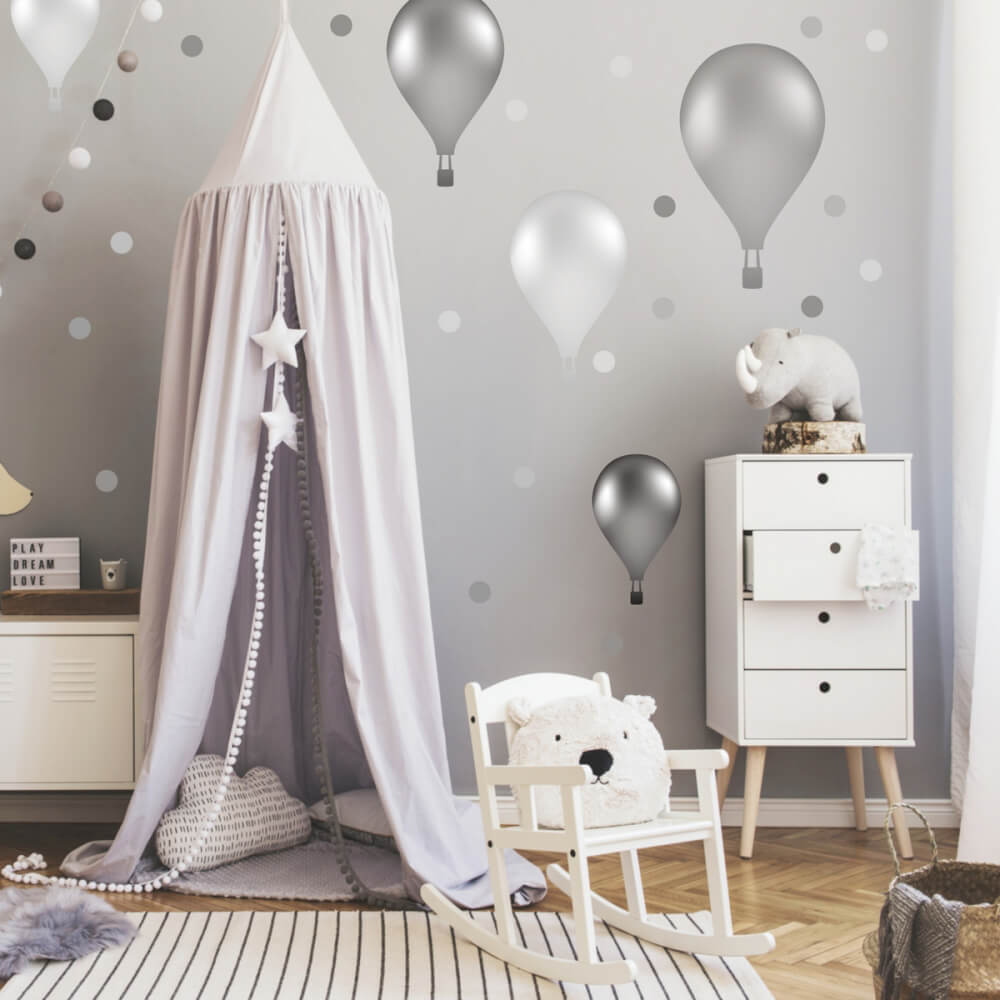 Zelfklevende ballonnen in Noorse stijl in grijze kleur